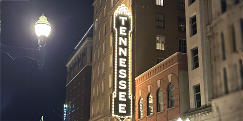 Tennessee Theatre sign in Downtown Knoxville