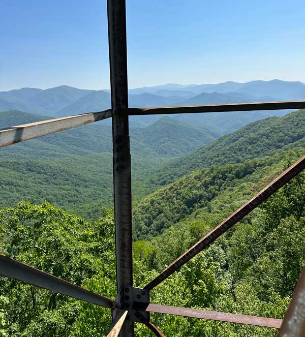 View from the climb on Shuckstack fire tower Shuckstack Fire Tower via the AT