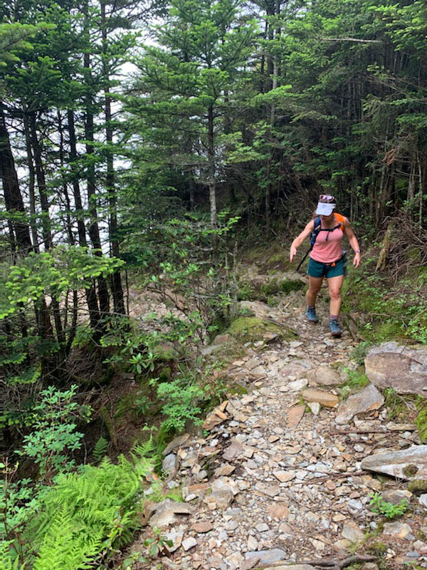 A hiker on a rocky trail Boulevard Trail (Mt. LeConte)
