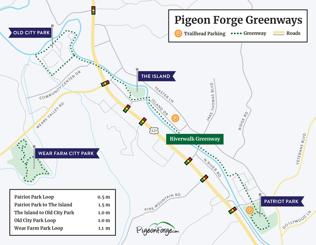 Pigeon Forge Greenways Map
