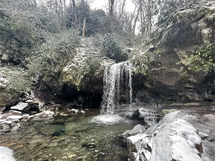 Winter Grotto Falls Grotto Falls (Trillium Gap Trail)