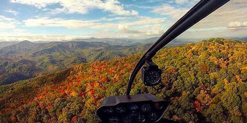 view from a Great Smoky Mountains National Park helicopter ride