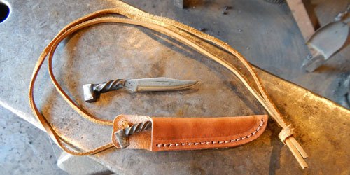 Knife forged from a railroad spike