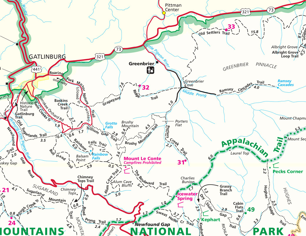 Mt. LeConte area trail map