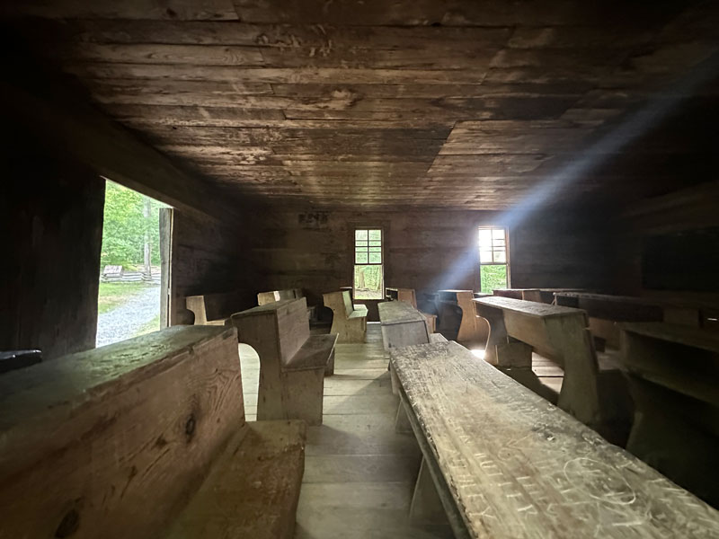 inside the Little Greenbrier School Metcalf Bottoms Trail