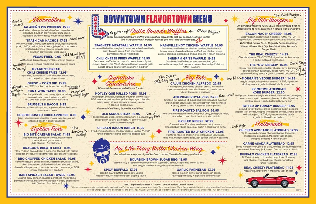 Downtown Flavortown restaurant menu