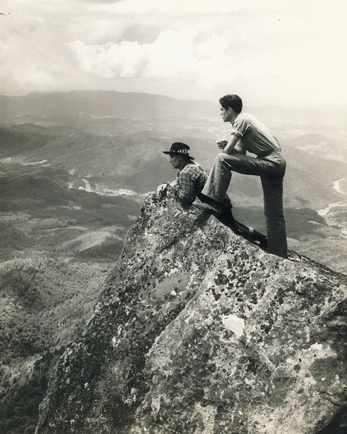 Wiley Oakley and a fellow hiker enjoying the view (June 14, 1940)